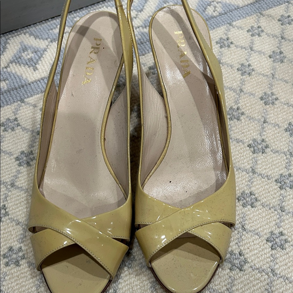 Prada Women's Beige Slingback Heels